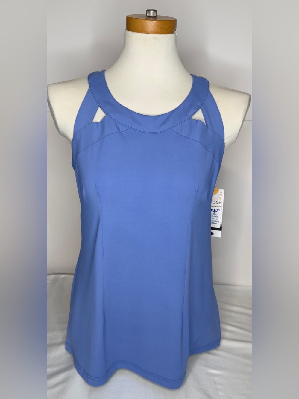 Lulu-B Sexy Back Top Blue Small Sleeveless with Cutout Neckline UPF 50+